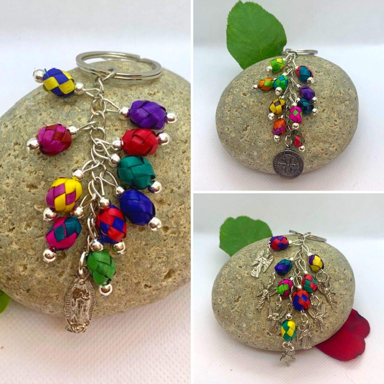 Set De Llaveros Artesanales De Cuentas De Palma (Protección) 