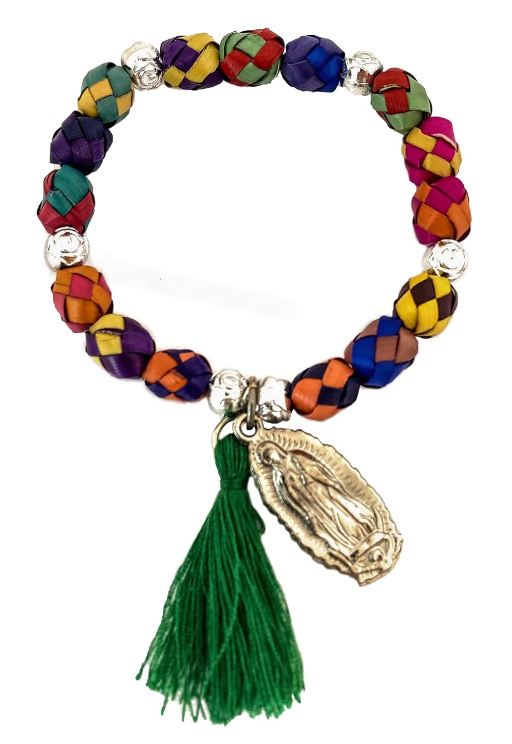 Set De Pulseras Artesanales De Palma, Virgen De Guadalupe 